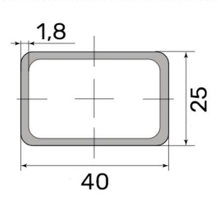 Труба профильная 40*25*1.8 (6,0м) ( некондиция )